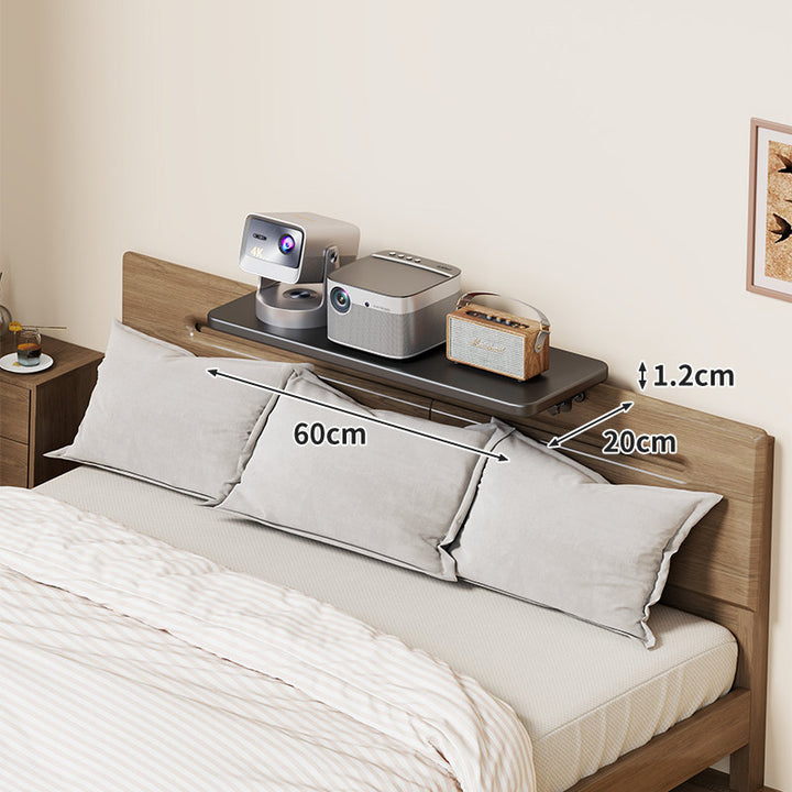 Headboard-Mounted Floating Bedside Shelf for Projectors and Devices