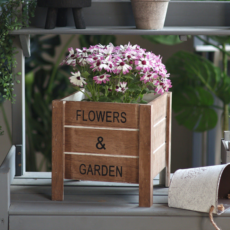 Decorative wooden box for plants