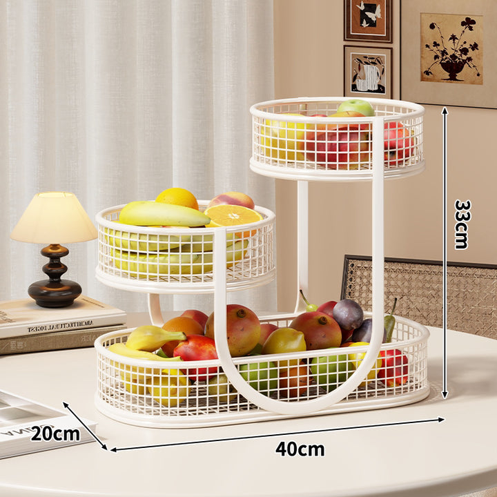 Three-Tier Metal Mesh Countertop Fruit & Produce Display Stand