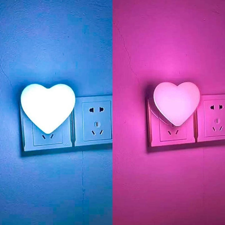 Heart-shaped plug-in ambient night light with soft LED lighting