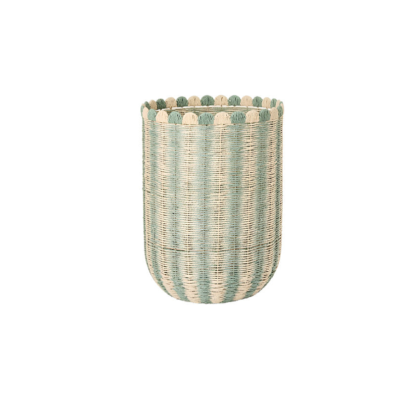Handwoven storage basket with wave edge