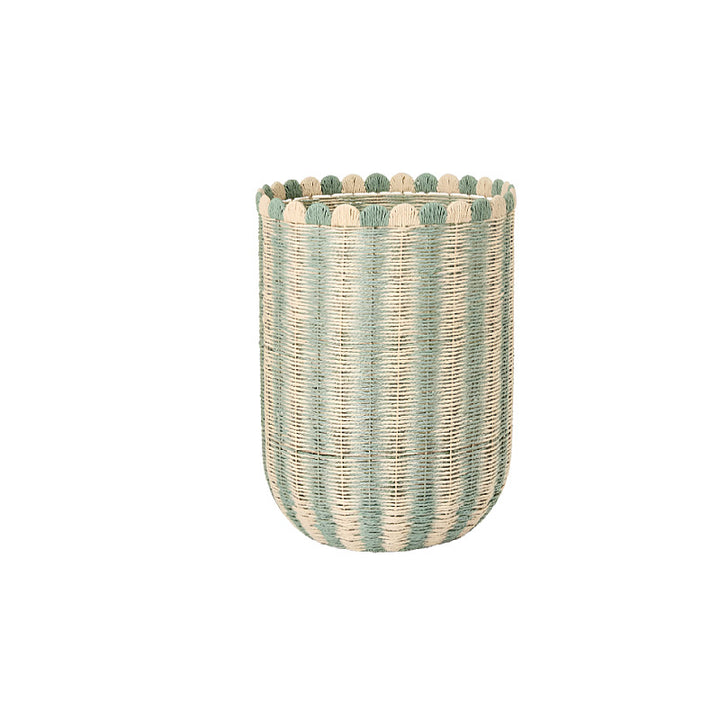 Handwoven storage basket with wave edge