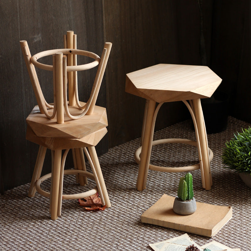 Modern stool made of solid wood