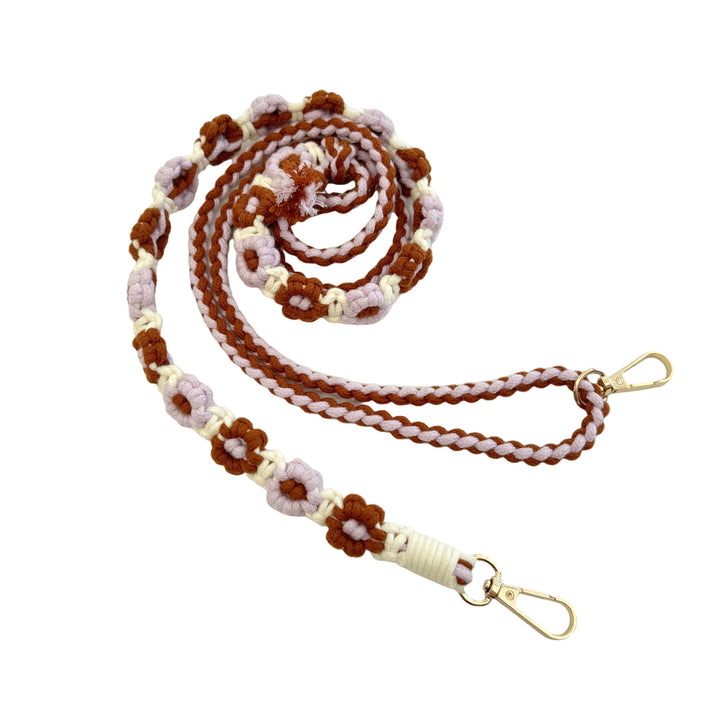 Macrame Pet Leash with Floral Detailing
