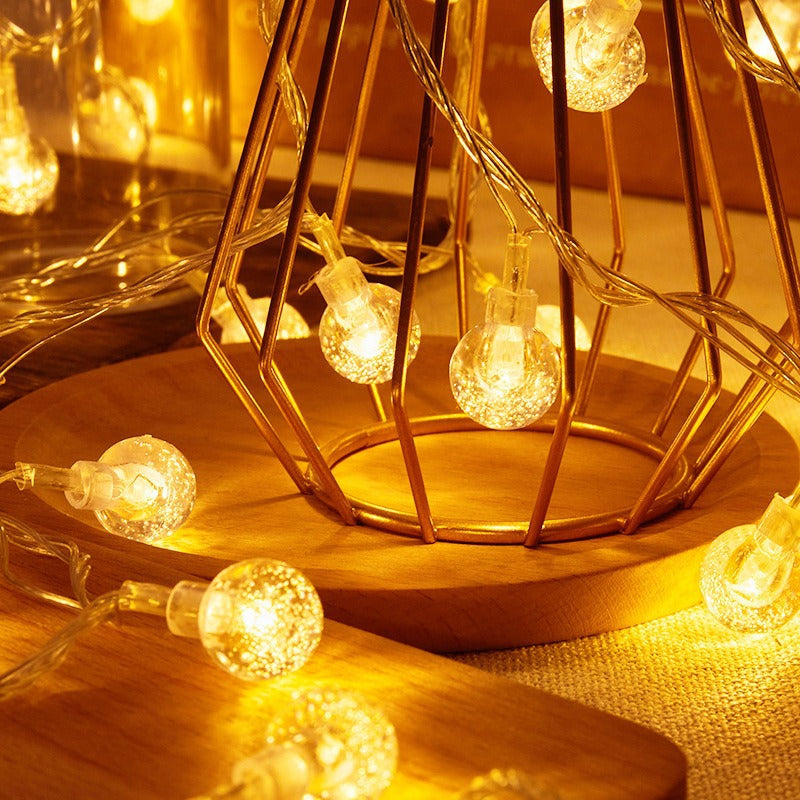 Globe LED string lights for atmospheric home decor