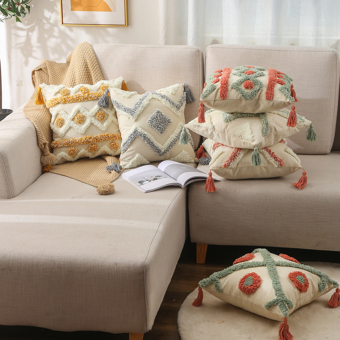 Geometric Textured Decorative Pillow