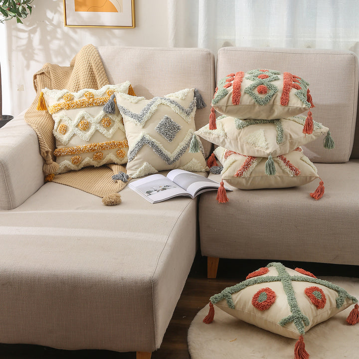 Geometric Textured Decorative Pillow