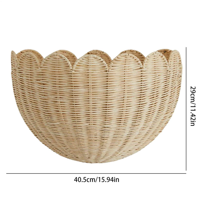 Handwoven wall basket with wave pattern