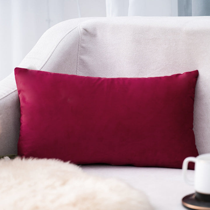 Plush Velvet Lumbar Pillow Cover with Hidden Zipper and Removable Insert Support