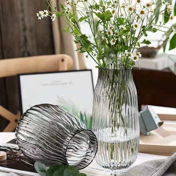 Artistic Ribbed Glass Carafe