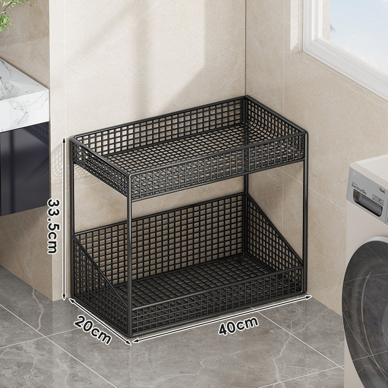 Compact Tiered Metal Mesh Storage Shelf Organizer for Bathroom and Laundry