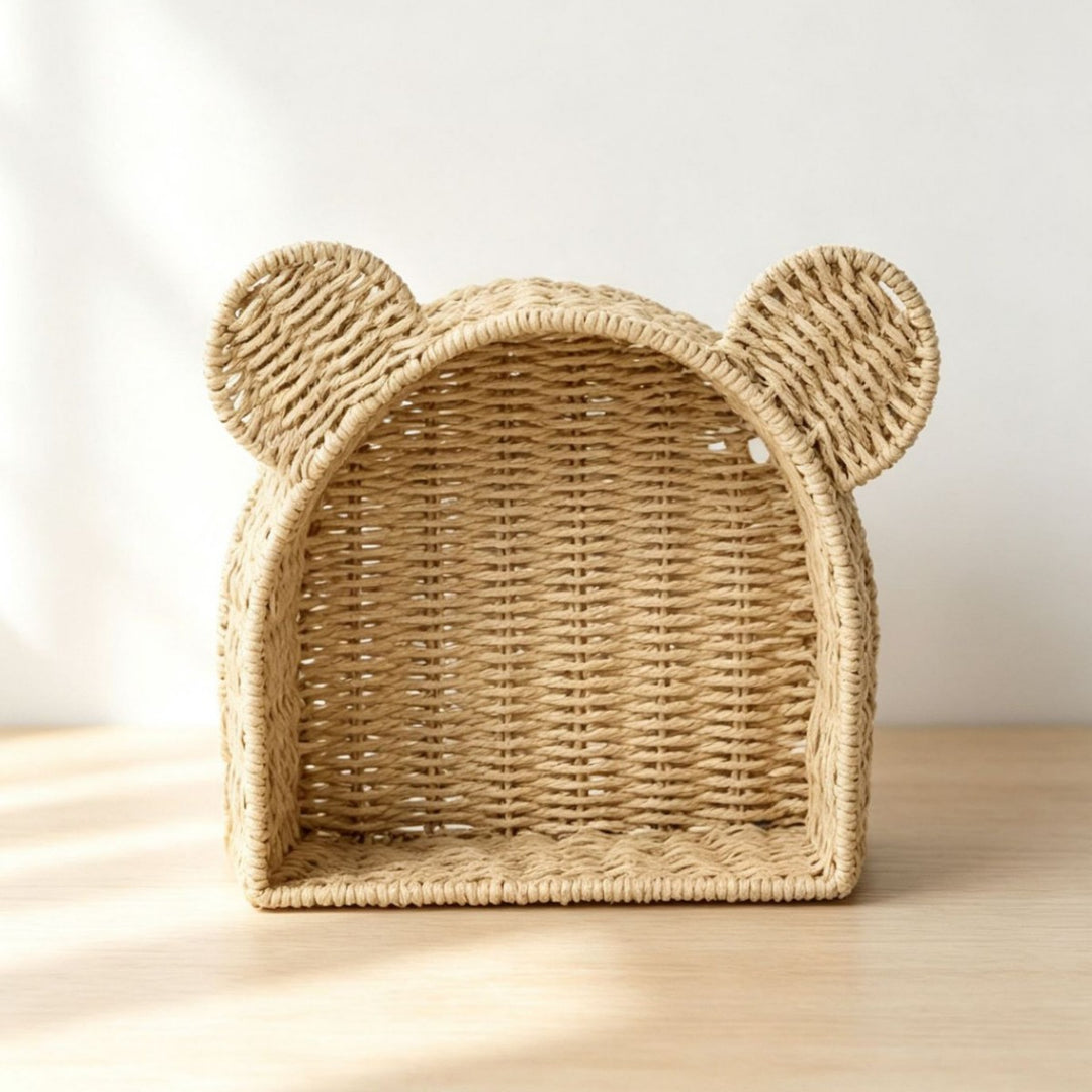 Playful storage basket with ears