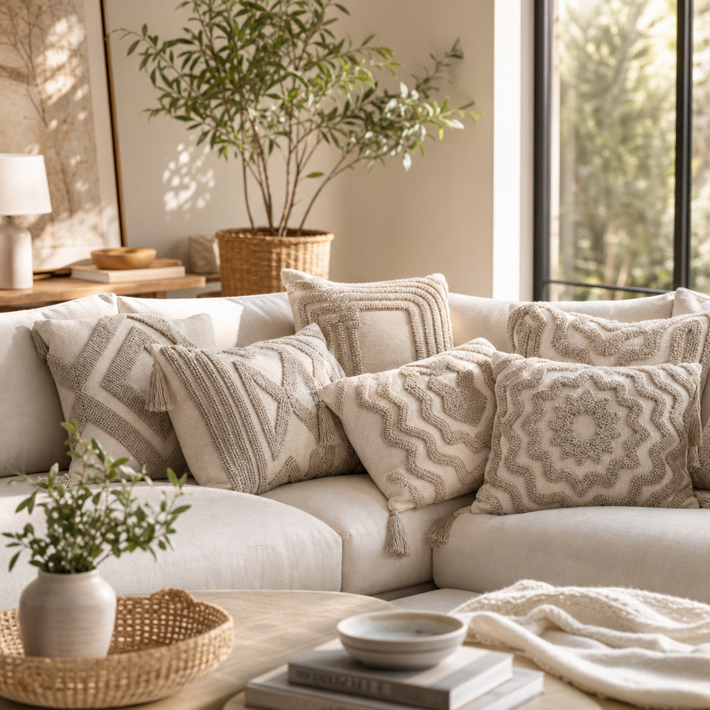 Decorative Textured Throw Pillow for Bedroom Decor