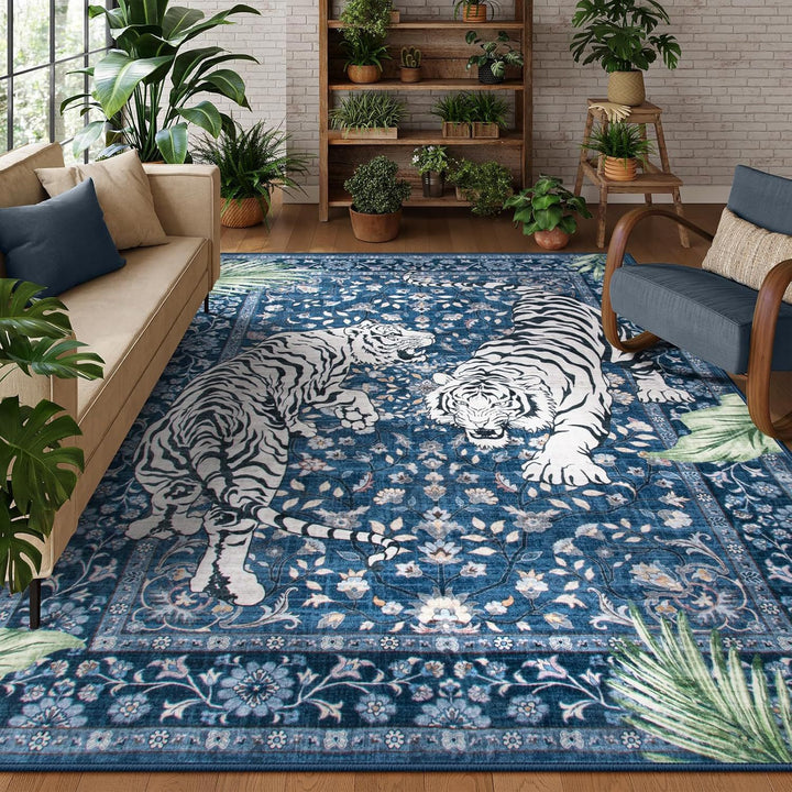 Elegant Tiger-Themed Area Rug for Home