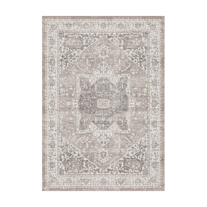 Vintage Distressed Persian-Style Machine-Woven Low-Pile Area Rug