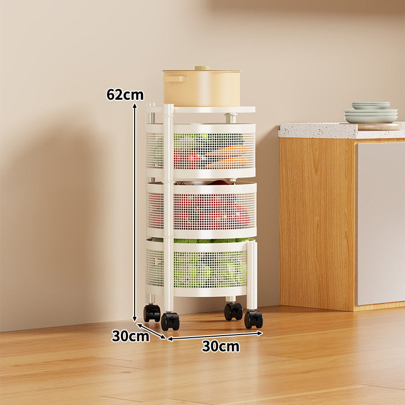 Narrow Corner Rolling Mesh Pantry Organizer Cart with Multi-Tier Deep Ventilated Baskets and Locking Casters