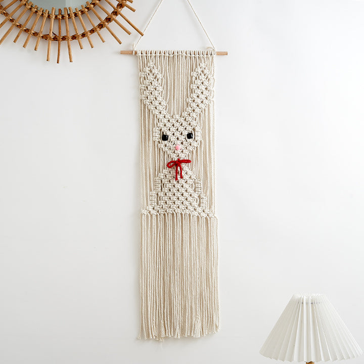Whimsical Macramé Bunny Wall Hanging