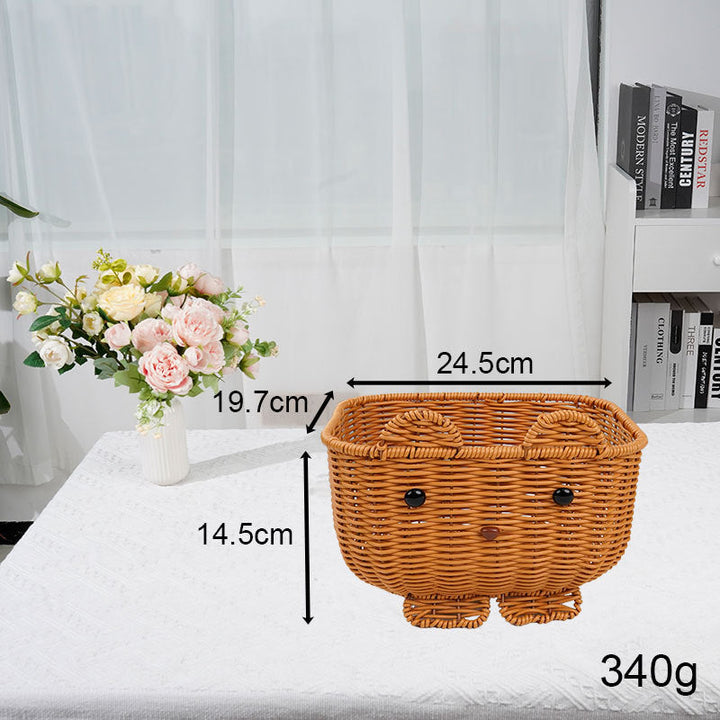 Cute Animal-Themed Woven Storage Basket