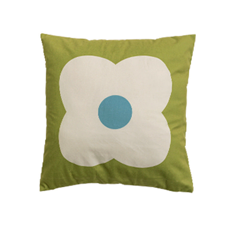 Square decorative cushion cover with large floral pattern and hidden zipper