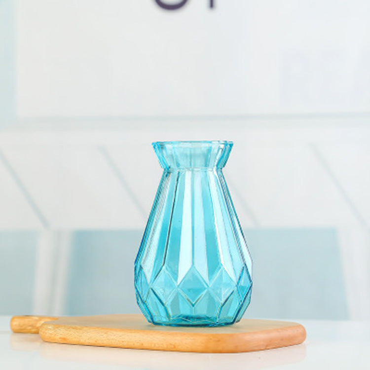 Geometric Patterned Glass Flower Vase