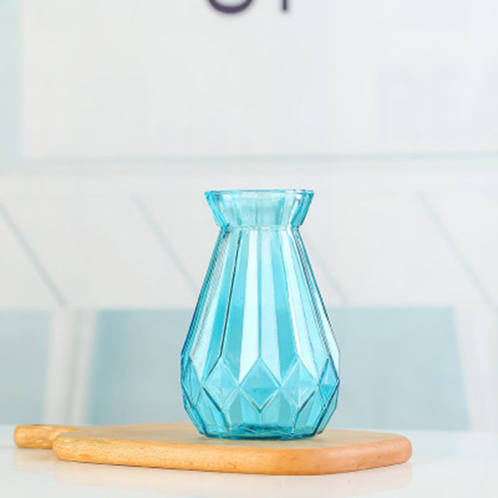 Geometric Patterned Glass Flower Vase