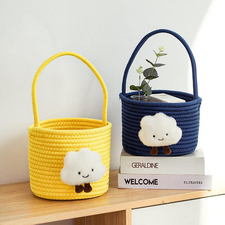 Storage basket with playful cloud motif