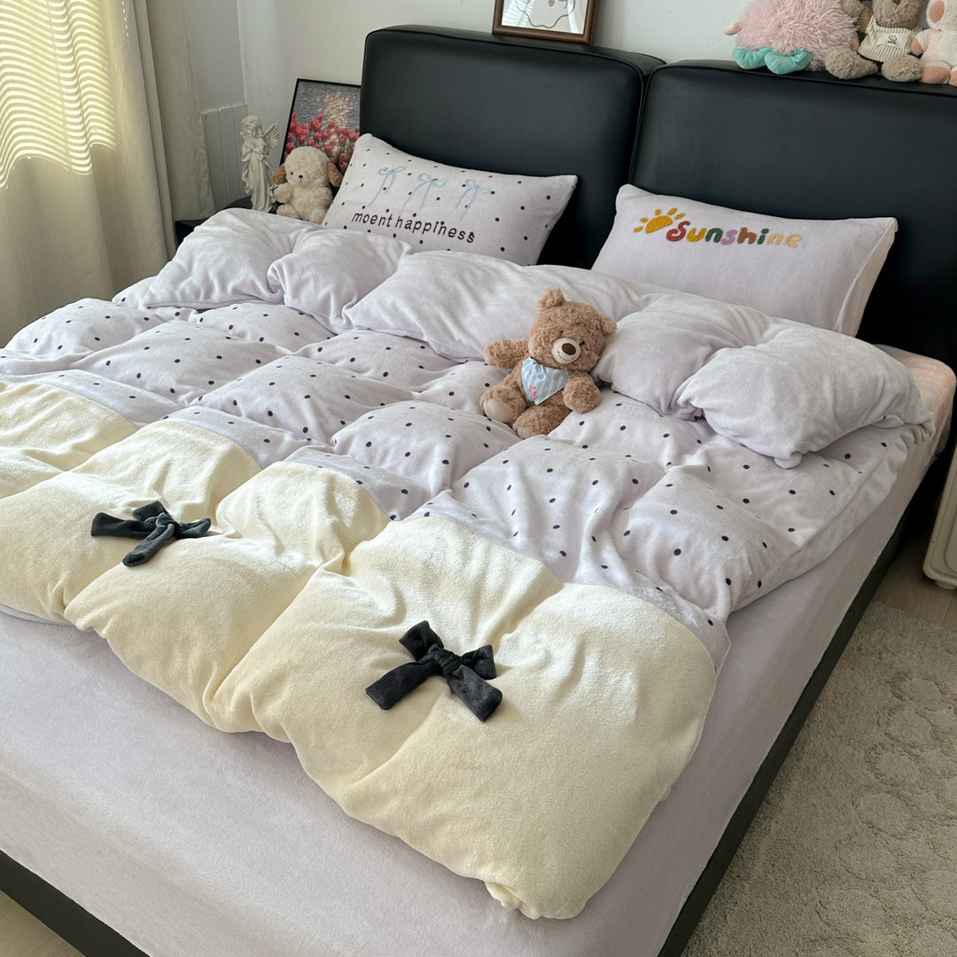 Soft Flannel Checkered Duvet Cover Set