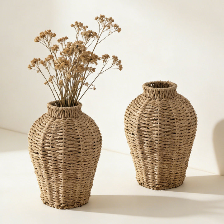 Decorative jug made of woven material