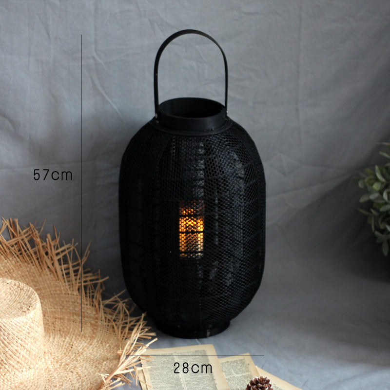 Elegant metal lantern with net design