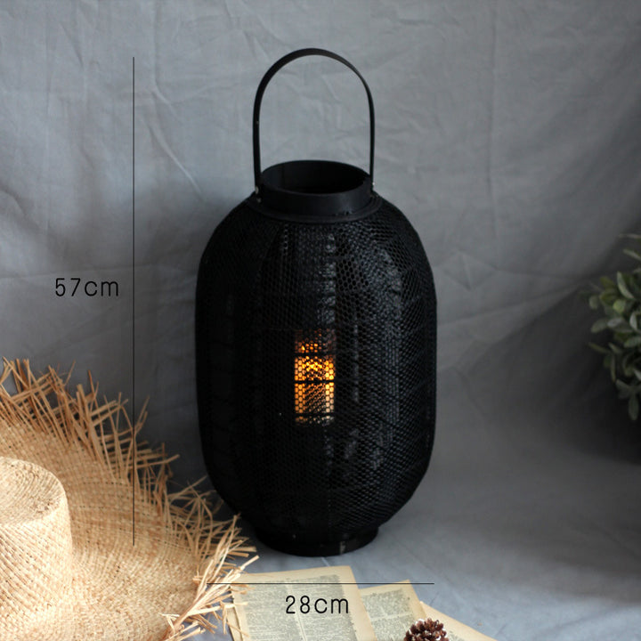 Elegant metal lantern with net design