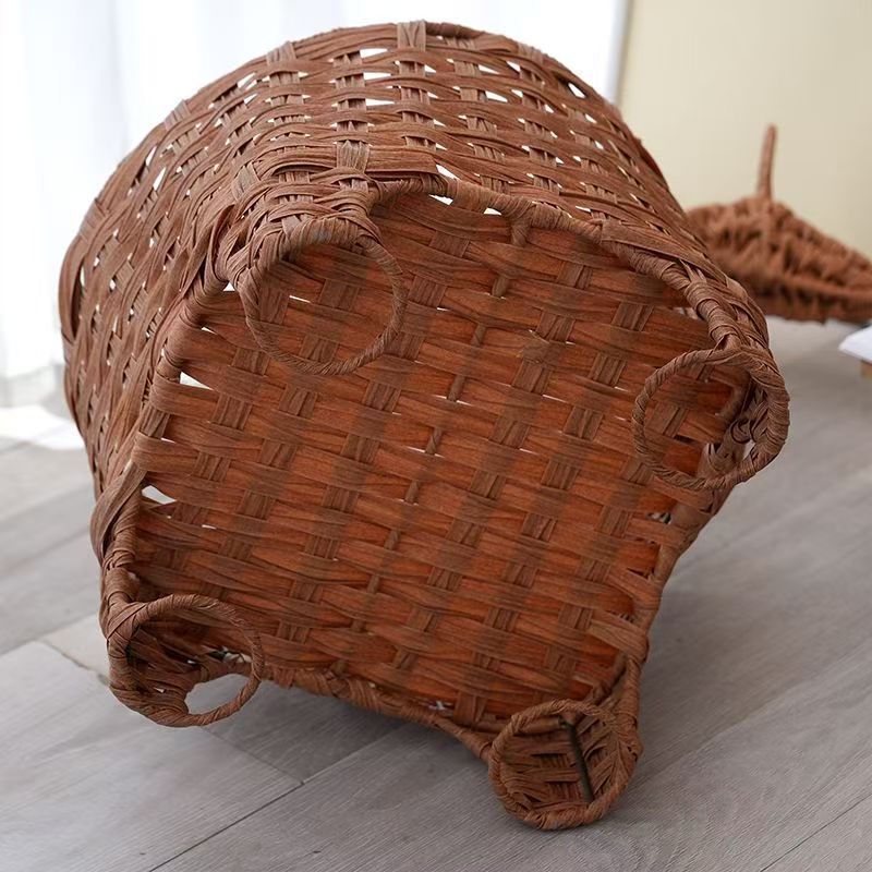 Decorative rattan storage basket with animal design