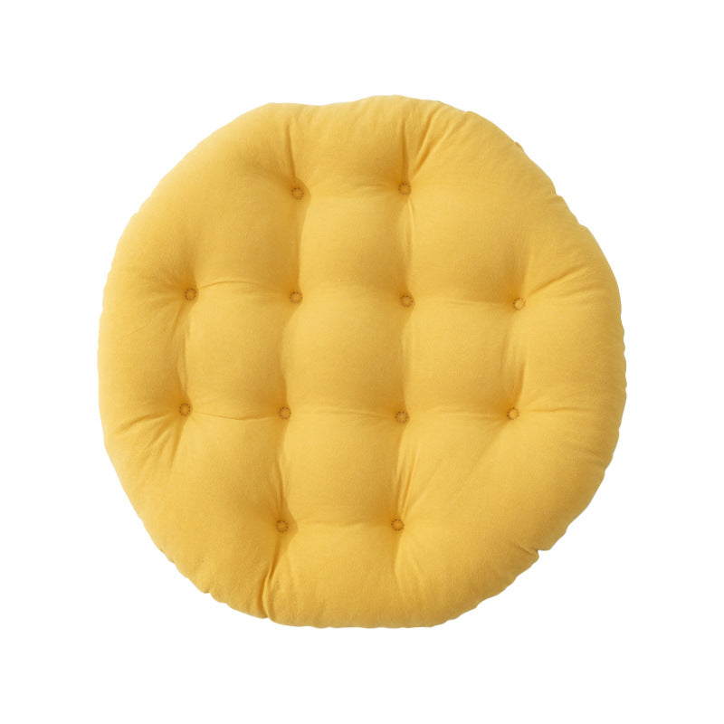 Round seat cushion with quilted tufted look and extra soft padding
