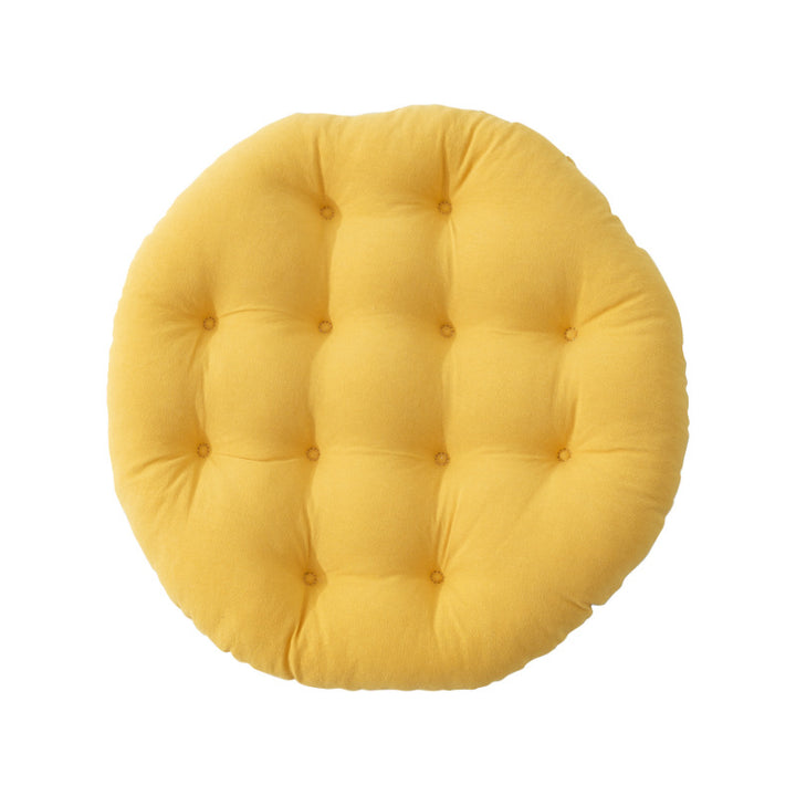Round seat cushion with quilted tufted look and extra soft padding