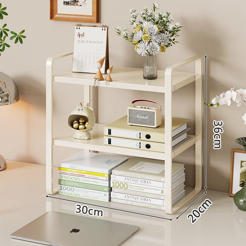 Compact Metal Stacked Desk Shelf Organizer with Open Frame Elevated Display