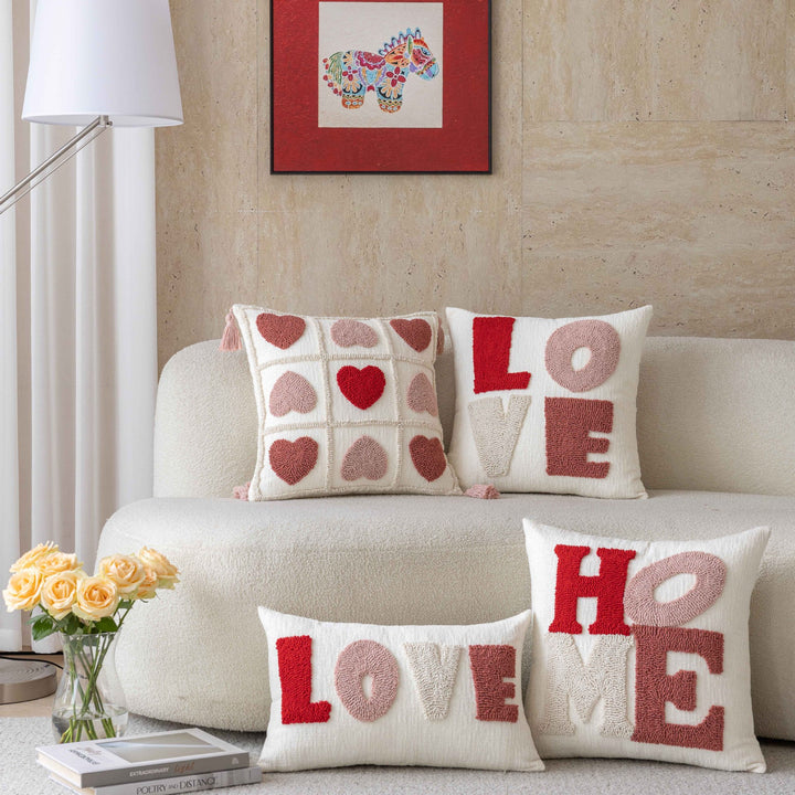 Textured Love Embroidered Throw Pillow