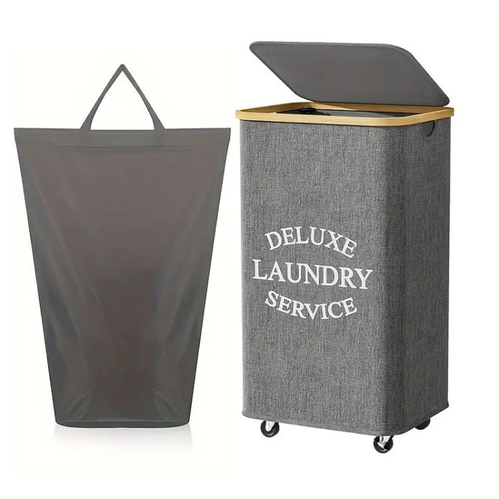 Laundry separation system with bamboo lid and multiple compartments