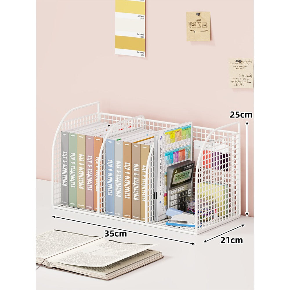 Metal Mesh Desktop File and Stationery Organizer with Triple Compartments