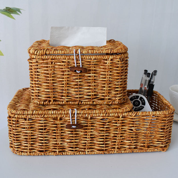 Handcrafted Woven Storage Organizer with Lid