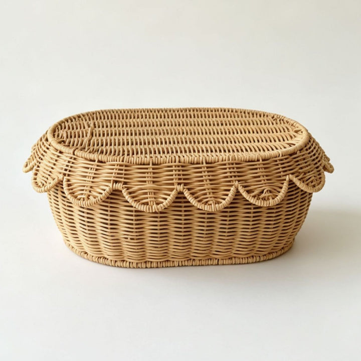 Ornate decoration basket made from natural materials