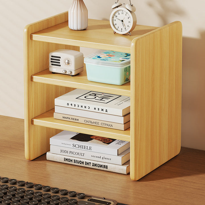 Solid Wood Monitor Riser and Desk Organizer with Dual-Level Shelf and Cable Management