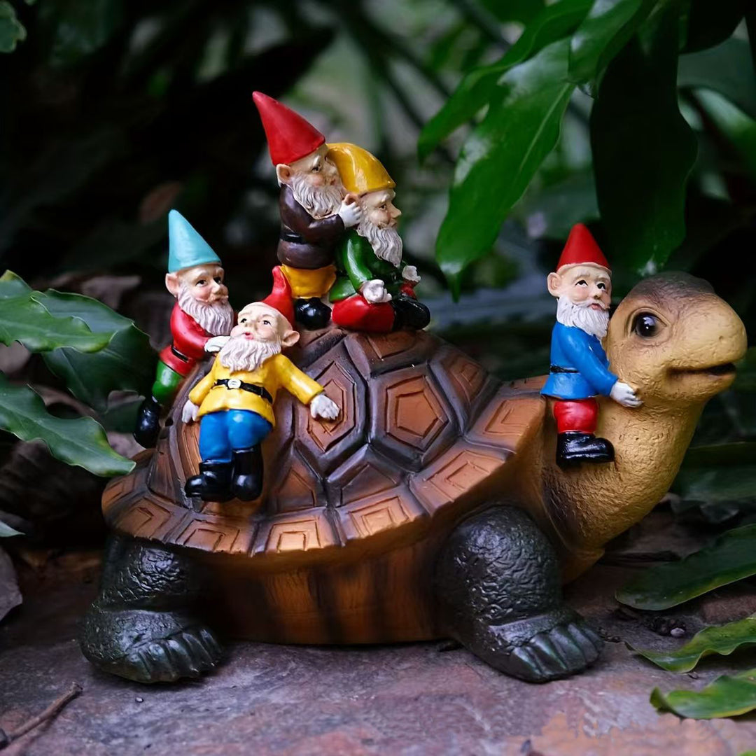 Garden Gnome Turtle Figurine