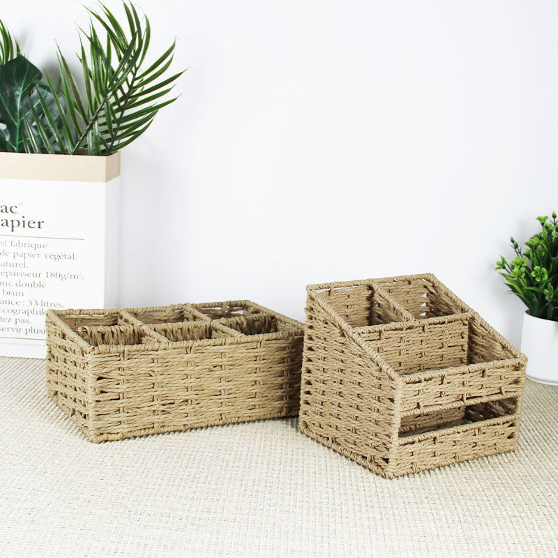 Multi-Sectional Woven Storage Basket