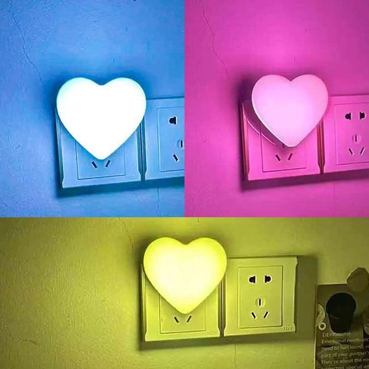 Heart-shaped plug-in ambient night light with soft LED lighting