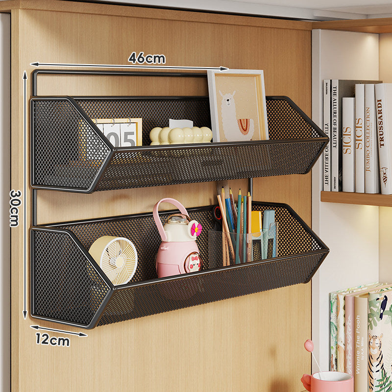 Wall-Mounted Rustproof Metal Mesh Storage Basket with Slim Hanging Rail