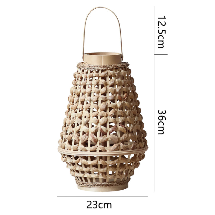 Elegant lantern made of braided rattan