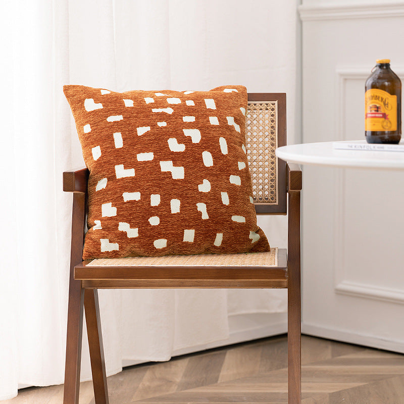Decorative cushion with jacquard-like chenille structure and concealed zipper