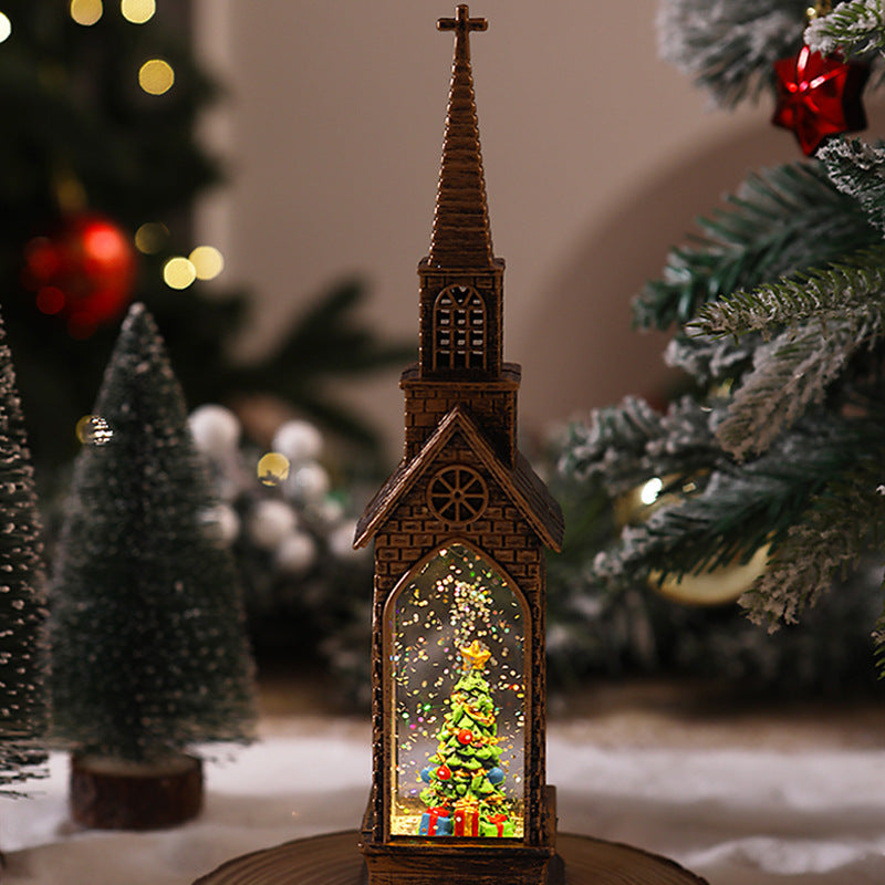 Nostalgic Christmas lantern with movable Santa motif