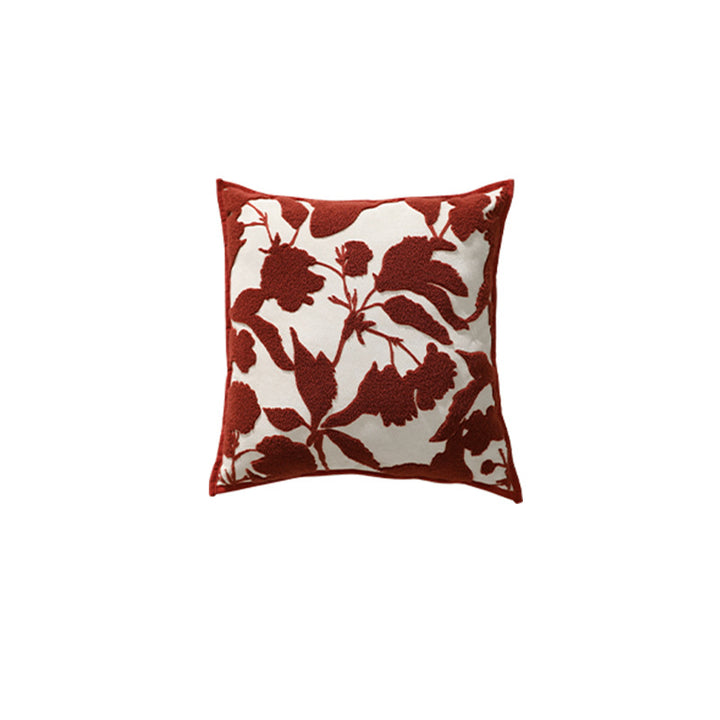 Decorative cushion cover with floral chenille tufting and velvet texture