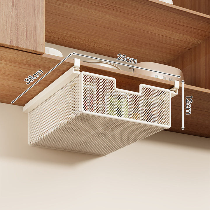 Clip-On Under-Shelf Slide-Out Mesh Storage Basket Organizer