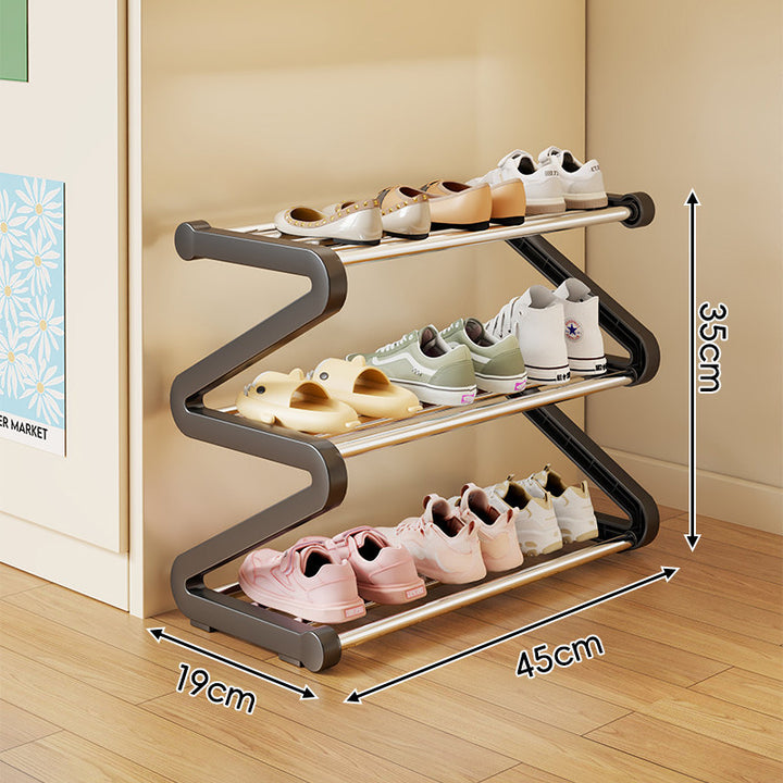 Compact Z-Shaped Multi-Tier Space-Saving Shoe Rack Organizer